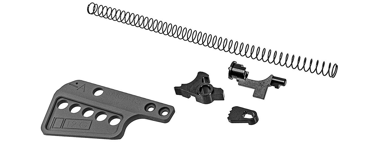 ITP Steel Trigger Group Parts For Marui TM SAIGA-12 GBB Series w/ Magwell & Spring - (Black)