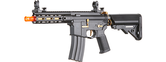 Lancer Tactical Gen 2 Hellion M-LOK 7" Airsoft M4 AEG (Color: Black & Gold)(Battery and Charger Included)