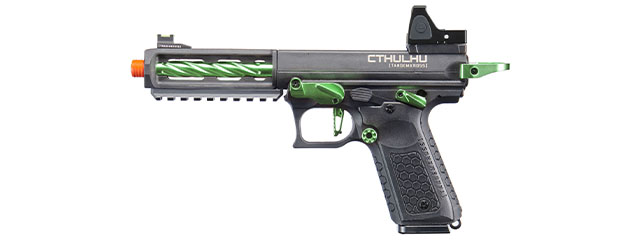 Lancer Tactical x Tandemkross CTHULHU Gas Blow Back Pistol w/ Red Dot Reflex Sight - (Black/Green)