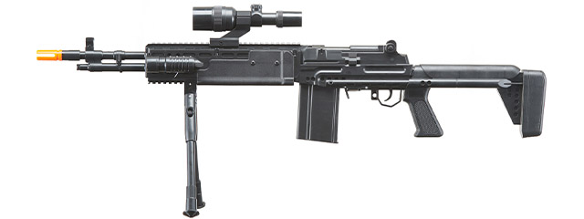 UK Arms Spring Sniper Rifle and P618 Pistol Combo with Laser and Flashlight (Color: Black)