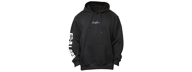 Dr. Black Heartbeat Pullover Hoodie - (Black/XLarge)