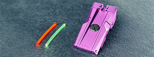 English Dr. Black Aluminum Fiber Optic Rear Sight for TM Hi-CAPA 5.1 GBB Pistols - (Purple)
