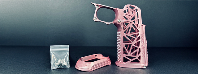Dr. Black CNC Aluminum Type A Grip for Tokyo Marui Hi-Capa GBB Airsoft Pistols - (Pink)