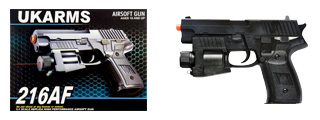 216AF SPRING PISTOL w/ LASER & STROBE (BK)