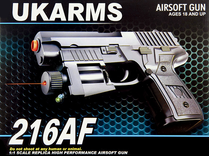 216AF SPRING PISTOL w/ LASER & STROBE (BK) - Click Image to Close