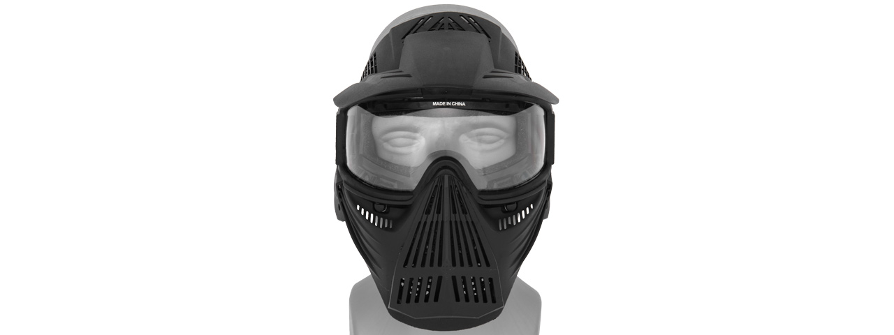 AMA TACTICAL FULL FACE AIRSOFT MASK W/ EYE SAFETY & VISOR - BLACK - Click Image to Close