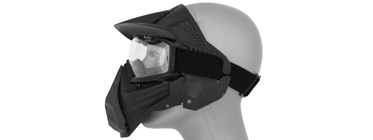 AMA TACTICAL FULL FACE AIRSOFT MASK W/ EYE SAFETY & VISOR - BLACK - Click Image to Close