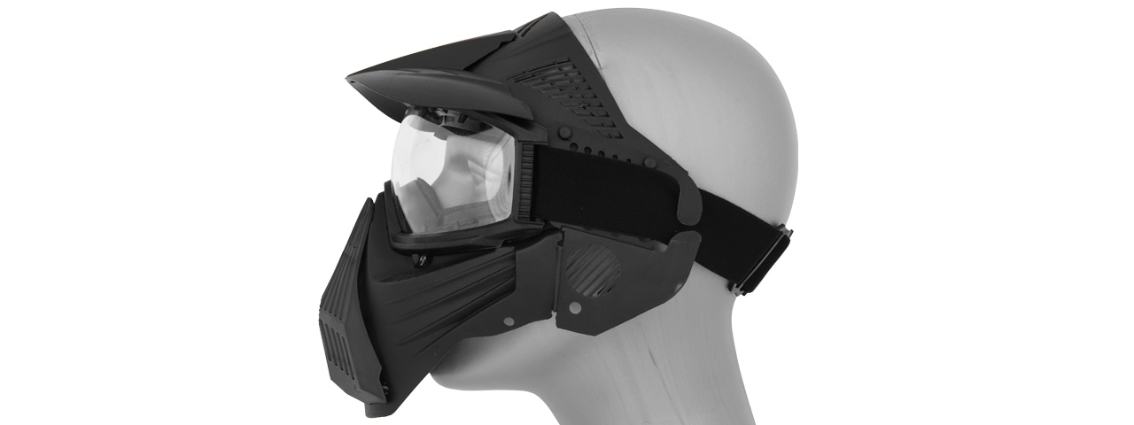 AMA TACTICAL FULL FACE AIRSOFT MASK W/ EYE SAFETY & VISOR - BLACK