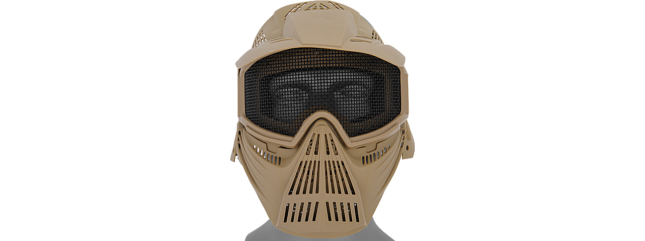 2608T FULL MASK w/MESH EYE PROTECTION & VISOR (TAN) - Click Image to Close