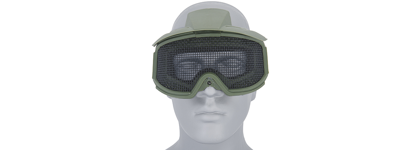 2610G WIRE MESH GOGGLES w/ VISOR (OD GREEN) - Click Image to Close