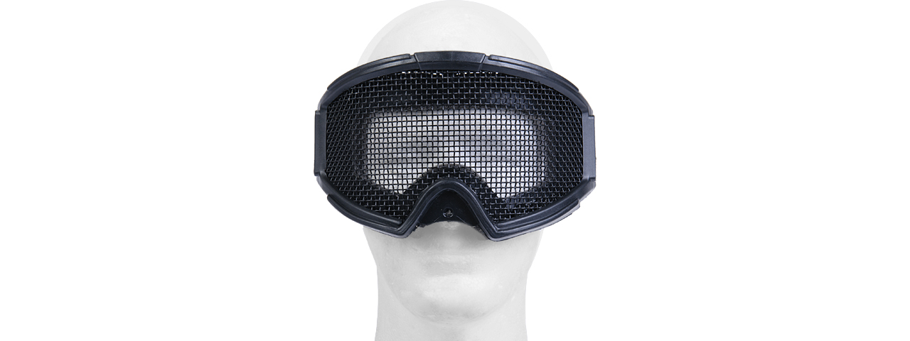 2611B TACTICAL GEAR STEEL MESH GOGGLES WITH VISOR (BLACK) - Click Image to Close