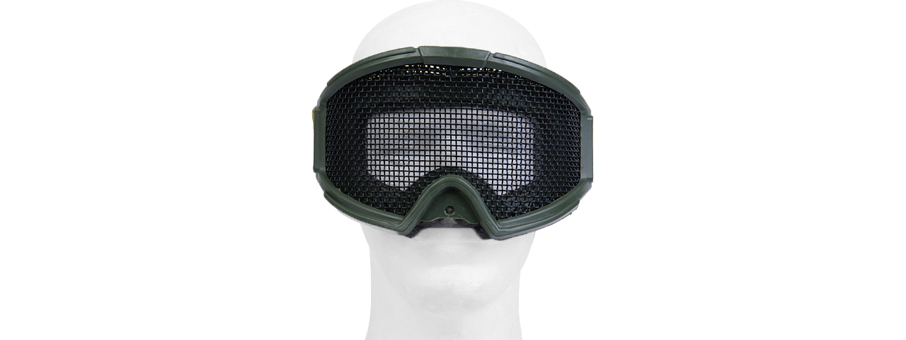 2611G TACTICAL GEAR STEEL MESH GOGGLES WITH VISOR (OD GREEN) - Click Image to Close