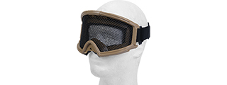 2611T TACTICAL GEAR STEEL MESH GOGGLES WITH VISOR (TAN)