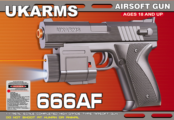 UKARMS 666AF Spring Pistol w/ Laser and Flashlight - Click Image to Close