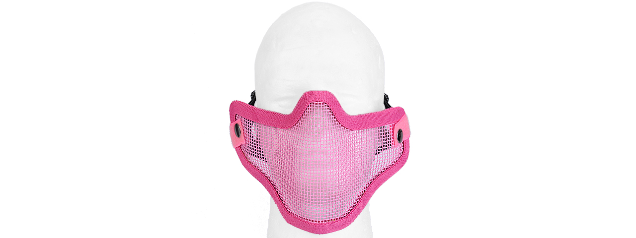 AC-103P METAL MESH HALF MASK (PINK) DOUBLE STRAP VERSION