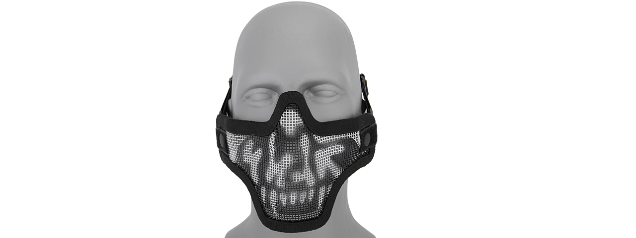 AC-103S METAL MESH HALF MASK (BW SKULL) DOUBLE STRAP VERSION - Click Image to Close