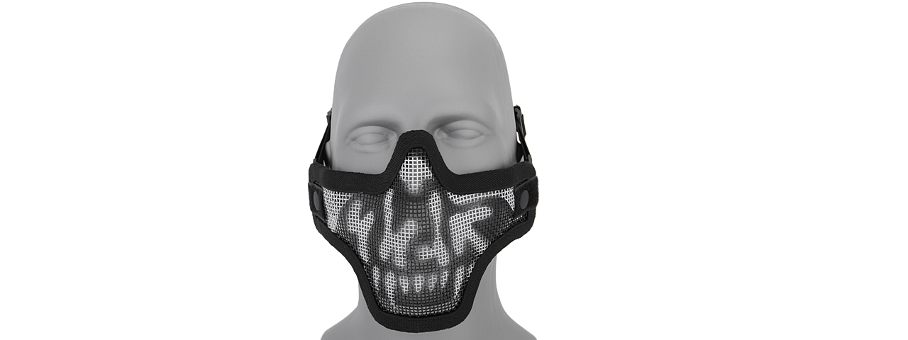 AC-103S METAL MESH HALF MASK (BW SKULL) DOUBLE STRAP VERSION