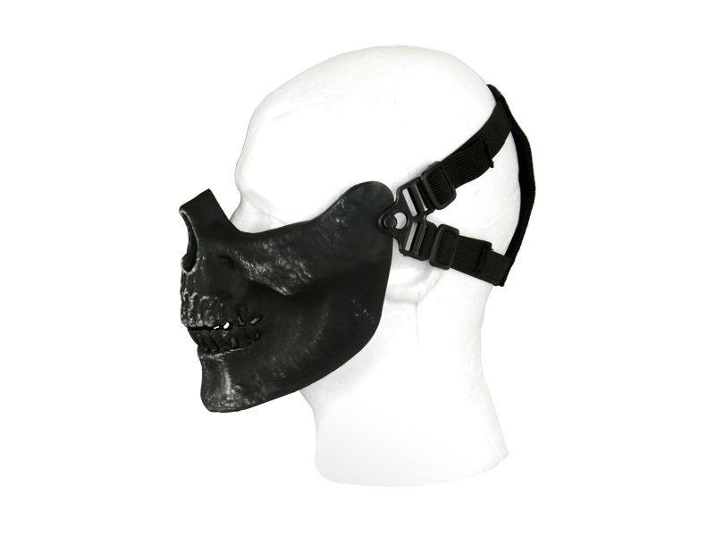 UKARMS AC-104S Tactical Skull Skeleton Half Mask for Airsoft in Black and Silver - Click Image to Close