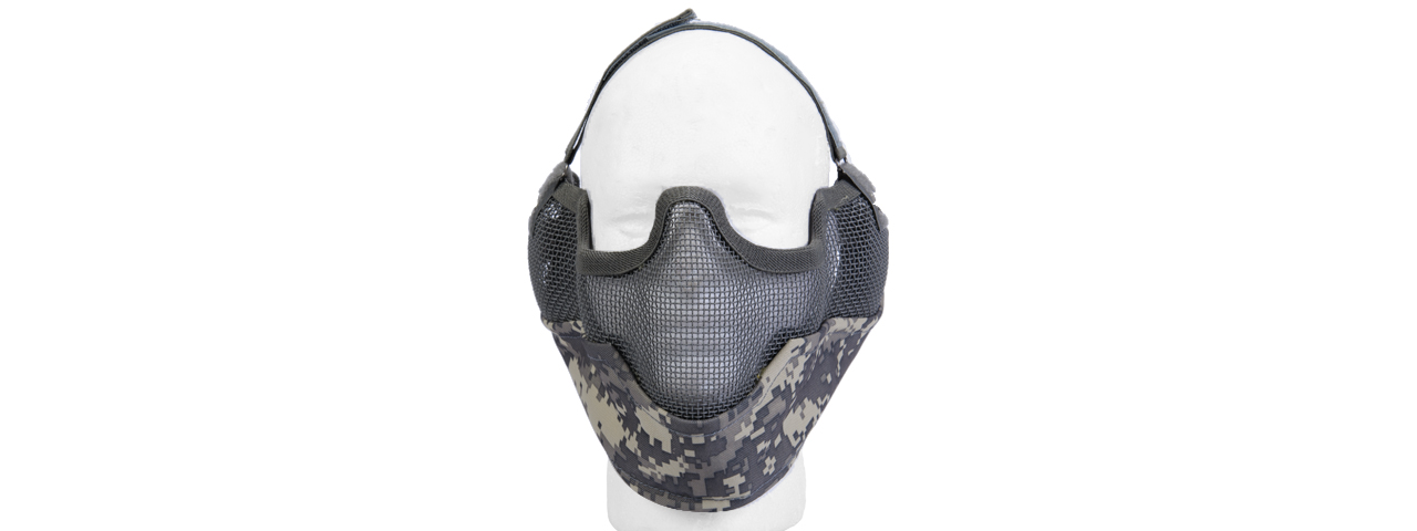 AC-108A METAL MESH HALF MASK w/EAR PROTECTION (ACU) - Click Image to Close