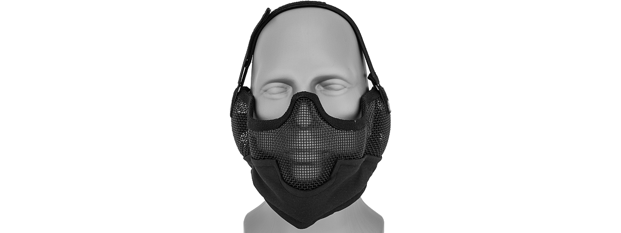 AC-108B METAL MESH HALF MASK w/EAR PROTECTION (BLACK)