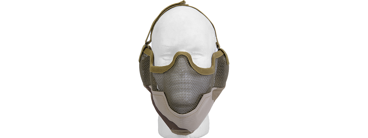 AC-108D3 METAL MESH HALF MASK w/EAR PROTECTION (3 COLOR DESERT) - Click Image to Close