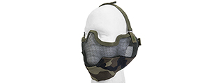 AC-108W METAL MESH HALF MASK w/EAR PROTECTION (WOODLAND CAMO)