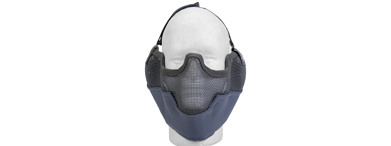AC-108Y METAL MESH HALF MASK w/EAR PROTECTION (GRAY) - Click Image to Close