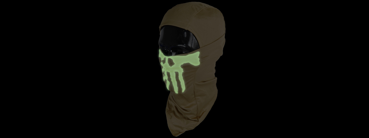 AC-176T Glow-in-the-Dark Skull Balaclava in Tan