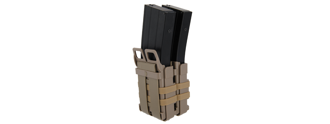 AC-213T QUICK DOUBLE M4 MAGAZINE POUCH (COLOR: TAN) - Click Image to Close