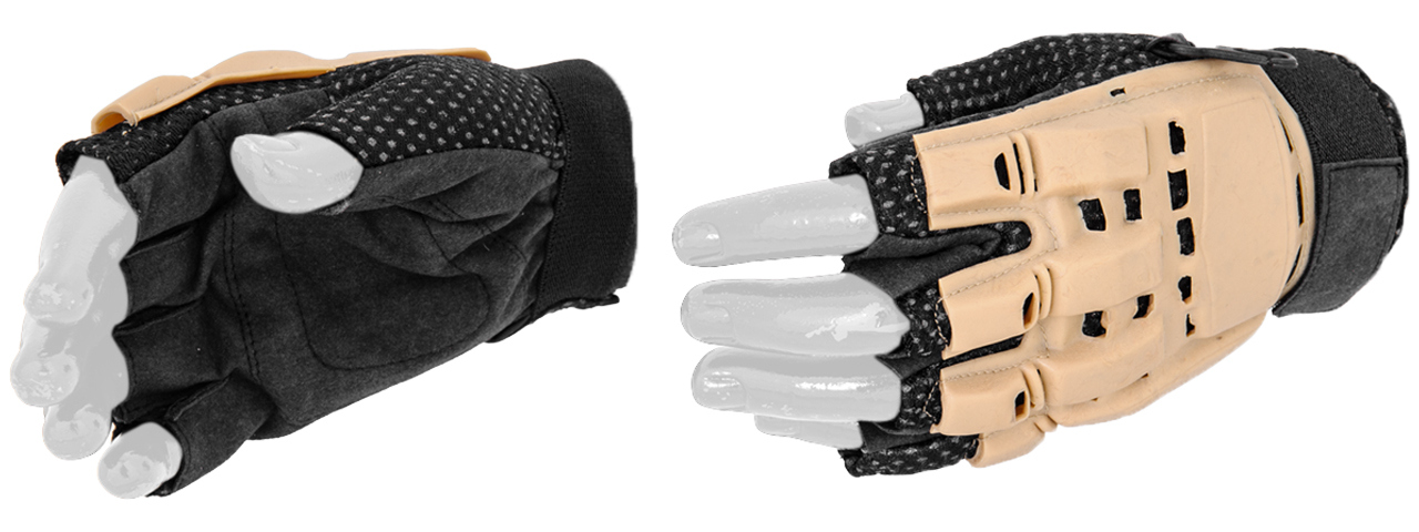 Lancer Tactical Half Finger Paintball Glove (Color: Tan / Size: XL) - Click Image to Close
