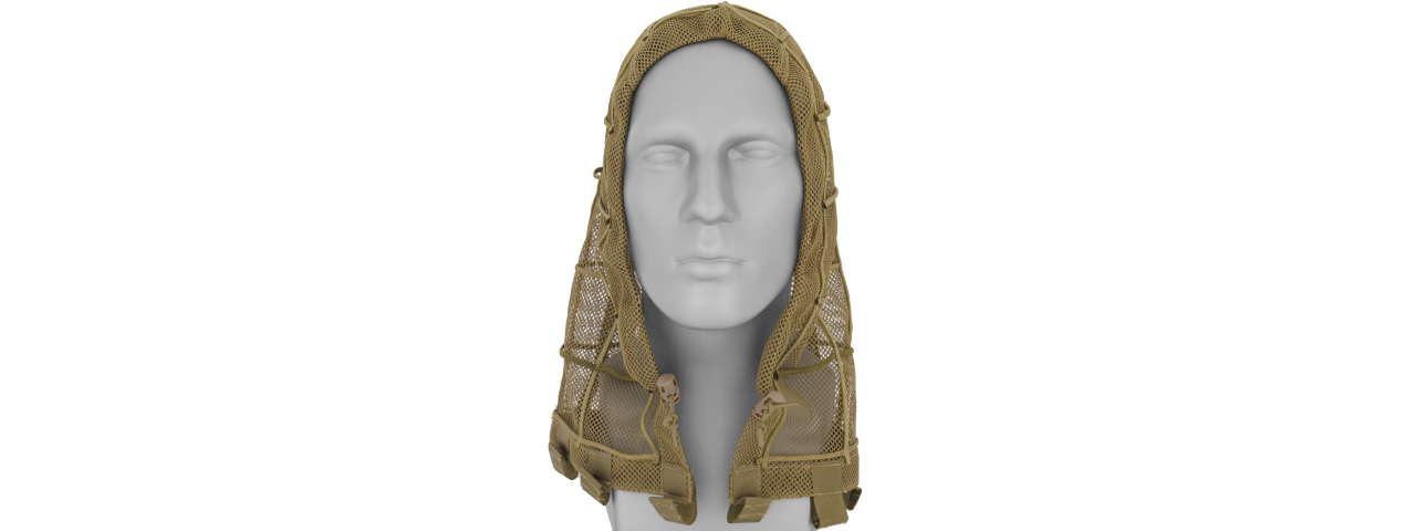 AIRSOFT TACTICAL GHILLIE HOOD - KHAKI - Click Image to Close