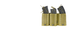 AMA TACTICAL AIRSOFT M4 TRIPLE WEDGE MAG POUCH - KHAKI