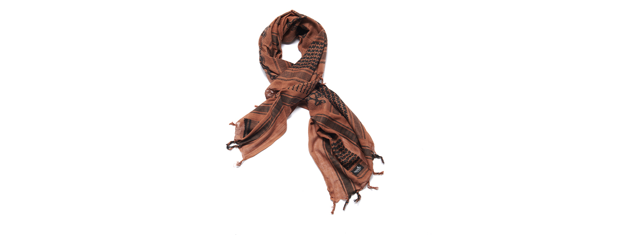 AC-3079 Shemagh, Tactical Skull Pattern in Tan/Black