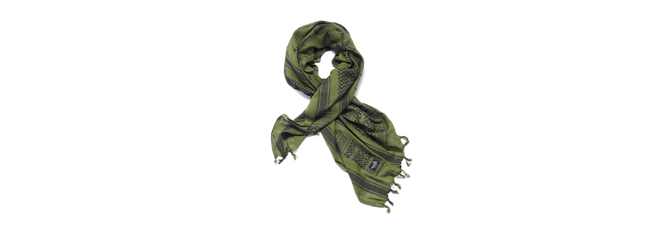 Lancer Tactical Multi-Purpose Shemagh Face Head Wrap - (OD Green/Spartan Logo)