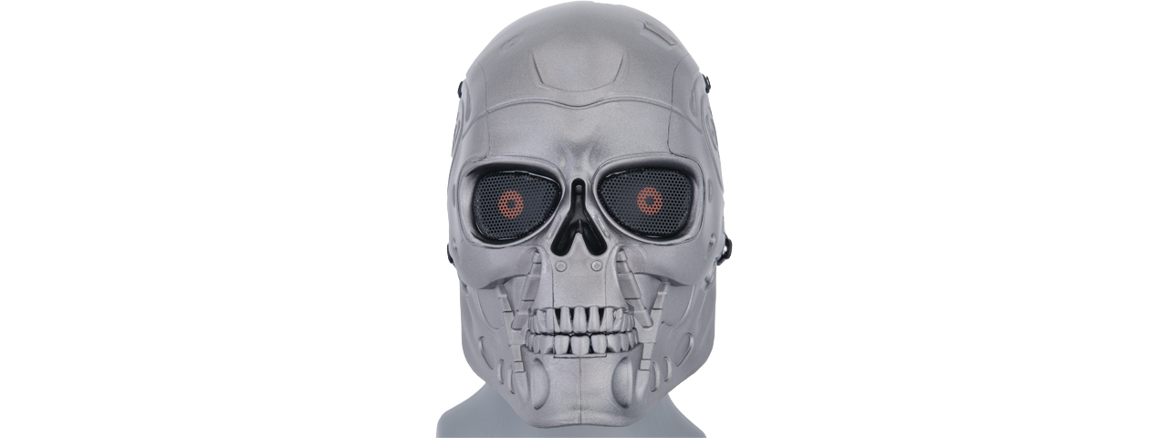 UK ARMS AIRSOFT FULL FACE SHOCK RESISTANT TERMINATOR MASK - SILVER