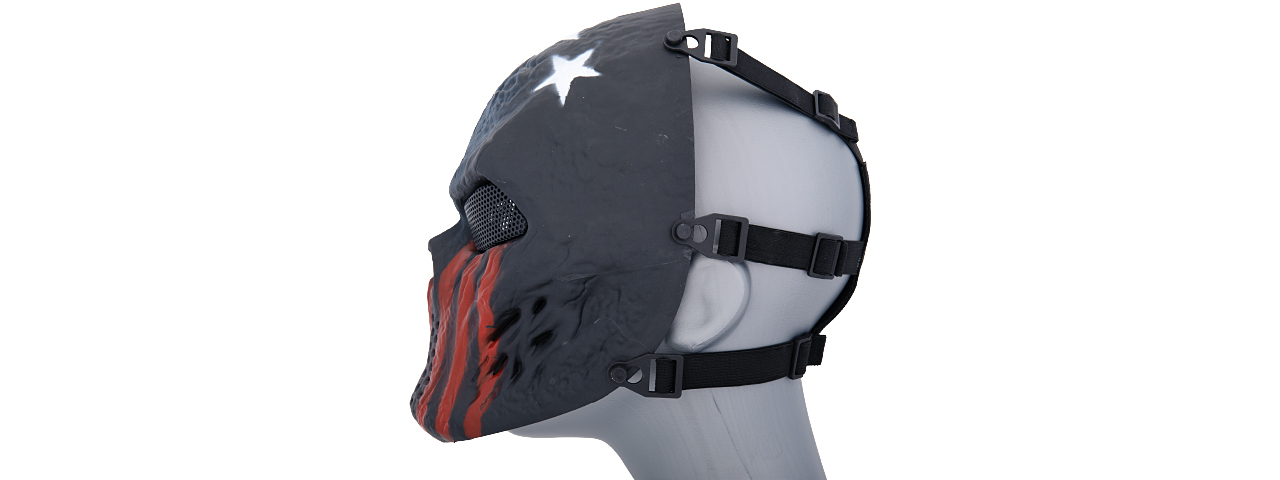 AC-319R VILLAIN SKULL MESH FACE MASK (STARS & STRIPES) - Click Image to Close