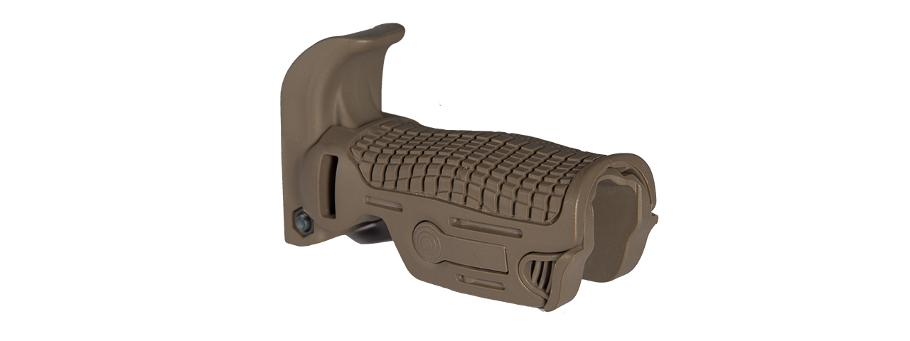 UK ARMS AIRSOFT ERGONOMIC 90 DEGREE FOLDABLE RIS FOREGRIP - TAN - Click Image to Close