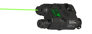 AN/PEQ-15 L.E.D. WHITE LIGHT + GREEN LASER w/IR LENS (BODY COLOR: BLACK)