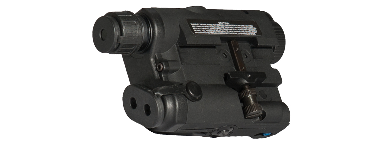 AN/PEQ-15 L.E.D. WHITE LIGHT + GREEN LASER w/IR LENS (BODY COLOR: BLACK) - Click Image to Close