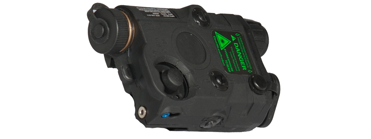 AN/PEQ-15 L.E.D. WHITE LIGHT + GREEN LASER w/IR LENS (BODY COLOR: BLACK) - Click Image to Close