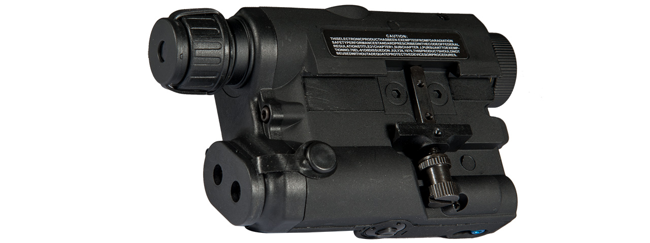 AN/PEQ-15 L.E.D. WHITE LIGHT + RED LASER w/IR LENS (BODY COLOR: BLACK) - Click Image to Close