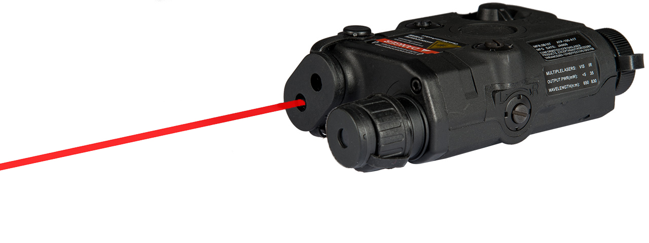 AN/PEQ-15 L.E.D. WHITE LIGHT + RED LASER w/IR LENS (BODY COLOR: BLACK) - Click Image to Close