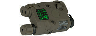 AN/PEQ-15 L.E.D. WHITE LIGHT + GREEN LASER w/IR LENS (BODY COLOR: FOLIAGE GREEN)