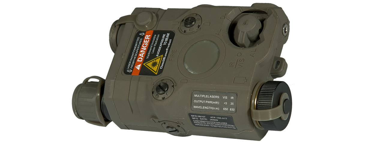 AN/PEQ-15 L.E.D. WHITE LIGHT + RED LASER w/IR LENS (BODY COLOR: FOLIAGE GREEN) - Click Image to Close