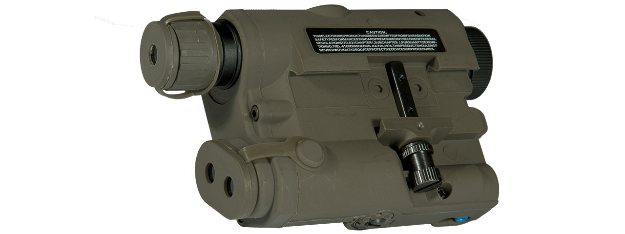 AN/PEQ-15 L.E.D. WHITE LIGHT + RED LASER w/IR LENS (BODY COLOR: FOLIAGE GREEN)