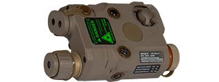 AN/PEQ-15 L.E.D. WHITE LIGHT + GREEN LASER w/IR LENS (BODY COLOR: DARK EARTH)