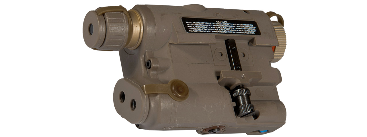 AN/PEQ-15 L.E.D. WHITE LIGHT + GREEN LASER w/IR LENS (BODY COLOR: DARK EARTH) - Click Image to Close