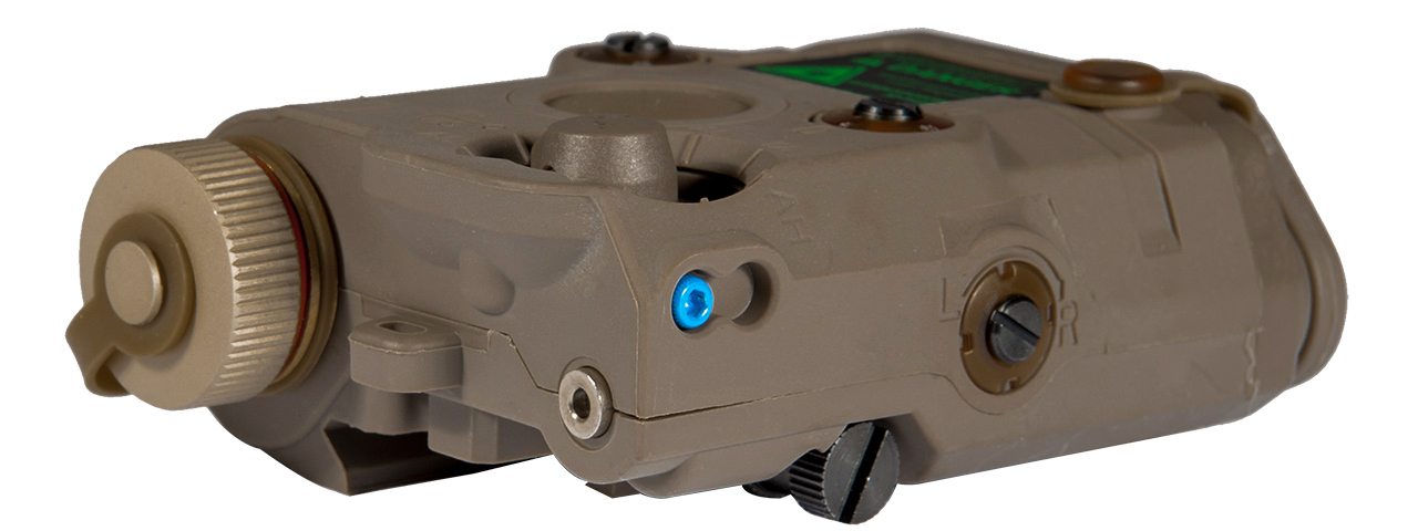 AN/PEQ-15 L.E.D. WHITE LIGHT + GREEN LASER w/IR LENS (BODY COLOR: DARK EARTH) - Click Image to Close