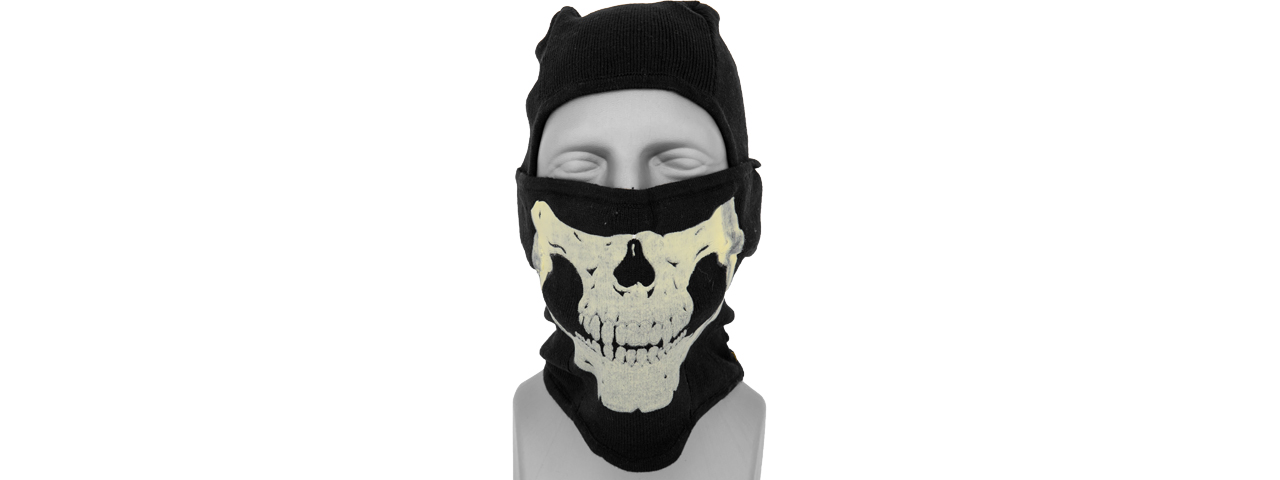 AC-381BK TACTICAL "WINTER" GLOW-IN-DARK SKULL BALACLAVA (COLOR: BLACK) - Click Image to Close