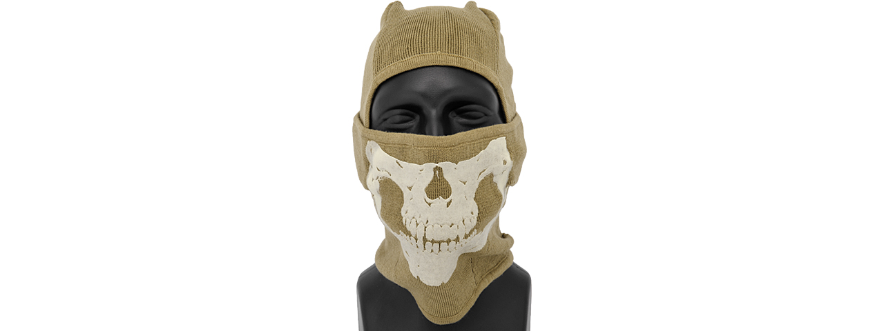 AC-381KH TACTICAL "WINTER" GLOW-IN-DARK SKULL BALACLAVA (COLOR: KHAKI) - Click Image to Close